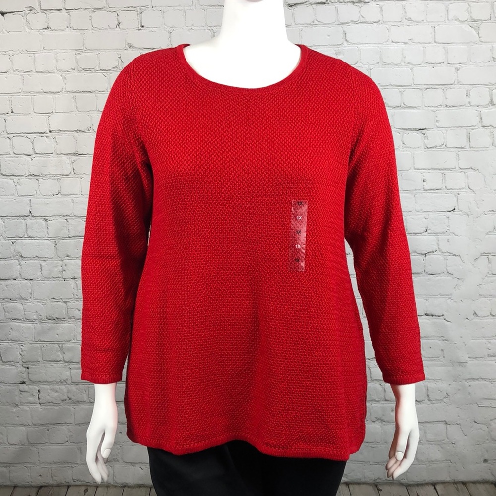1X 3X Charter Club Red Long Sleeve Sweater Plus - Picture 2 of 4